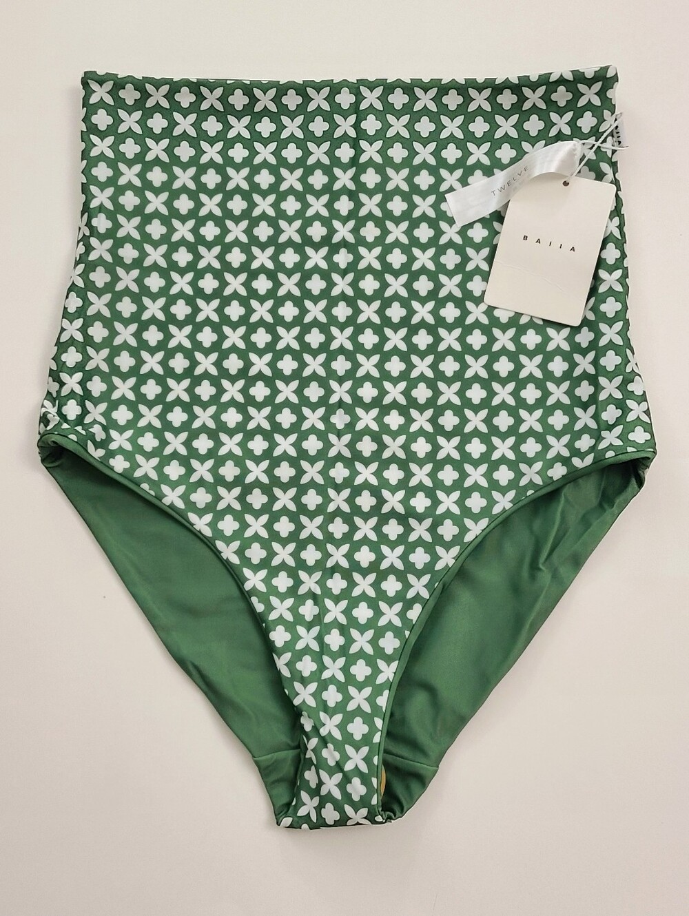 NWT Baiia Eden Reversible Bikini Bottom Size 8 Green Mosaic